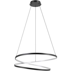 EGLO LED hanglamp Ruotale, pendellamp boven eettafel, gebogen eetkamerlamp, metalen ring hangarmatuur in zwart, warm wit, Ø 70 cm