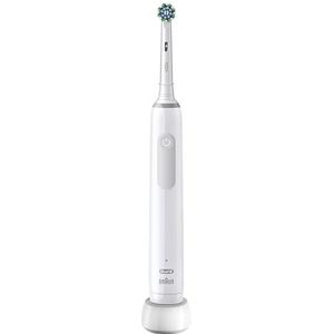 Oral-B Pro 3-3000 Elektrische tandenborstel, wit, 1 handgreep met zichtbare druksensor, 1 tandenborstelkop, design van bruin, Britse 2-polige stekker