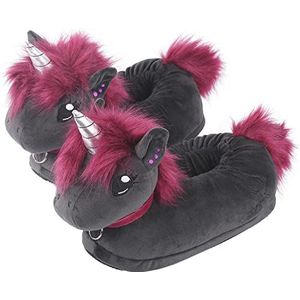 corimori Schattige pluche pantoffels (10+ designs) Eenhoorn ""Ruby"" Slipper Eenheidsmaat 25-33,5 Uniseks Pantoffels Zwart Roze
