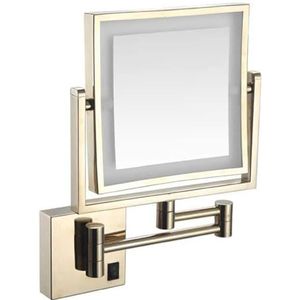 Make-up Spiegel Vanity Spiegel aan de muur gemonteerde spiegel, Vierkante Dubbelzijdige LED Make-up Spiegel Opvouwbaar Telescopische Spiegel Badkamer Verzorgende Schoonheidsspiegel met Lichte Cosmetic