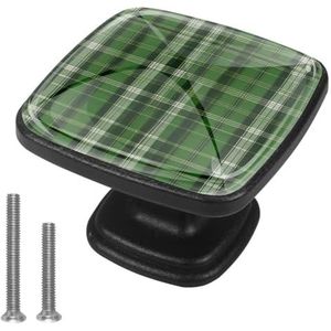 lcndlsoe Decoratieve patroon kast knoppen, set van 4, keuken woonkamer kasten bureau laden boekenkast, groene retro plaid