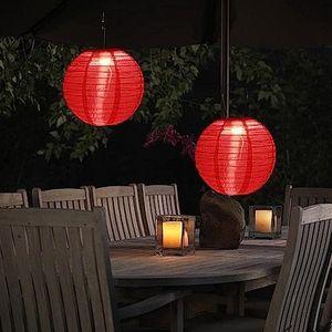 12 inch Waterdichte LED Zonnedoek Chinese Lantaarn Festival Ophanglamp Outdoor Tuin Zonne-Ophangende LED Lantaarns