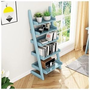 Boekenkast Boekenplank Boekenrek 5 Tiers Boekenplank Houten Boekenplanken Organizer Planken Opslag Display Rack Boekenkast Voor Woonkamer Slaapkamer Home Office Staande Plank Studeerkamer (Color : Bl