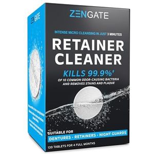 Retainer & Denture Cleaner Tabletten - 4 maanden levering (120 stuks) - 3 minuten reiniging van retainers & aligners - tandreinigingsmiddelen voor geur- en tandplak - verse en heldere tanden, mond