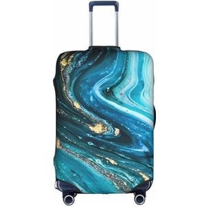 Bagage Cover Koffer Cover Protectors Bagage Protector Past 45-70 Inch Bagage Bos Dier, Turquoise Blauw Goud Marmer, L