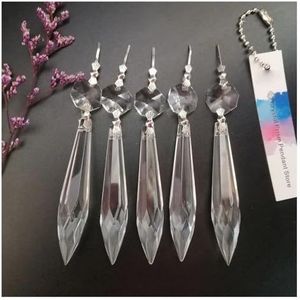 Tuin Suncatchers 5Pcs Crystal 63mm Veelzijdige Ijspegel U-Drop Kroonluchter Prisma Hanger Verlichting Deel Handgemaakte Hanger Kettingen