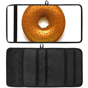 Potlood Wrap, Reizen Tekening Kleurpotlood Roll Organizer voor Artiest, Potloden Pouch Case bruine donut met chocolade