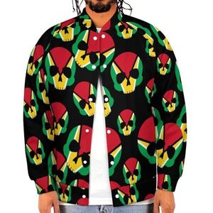 Guyana Vlag Schedel Grappige Mannen Baseball Jacket Gedrukt Jas Zachte Sweatshirt Voor Lente Herfst