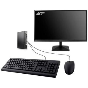 PC HP EliteDesk 800 G2 DM, 27 inch monitor Intel I5-6500T RAM, 32 GB SSD, 480 GB W11 WiFi (gereviseerd)