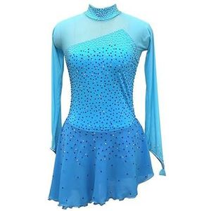 Nnnydjy Klassieke kunstschaatsjurk Rolschaatsprestatiekleding Elastische gymnastiek kostuums voor meisjes Artistieke turnpakjes voor dames Peuterballetkleding,Blauw,11_13Years