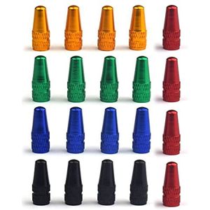 SIOPPKIK 20 stuks fietsventieldoppen, meerkleurig, geanodiseerd, aluminiumlegering, Franse wielerventieldop, fietsventiel, voor straat, MTB, fiets