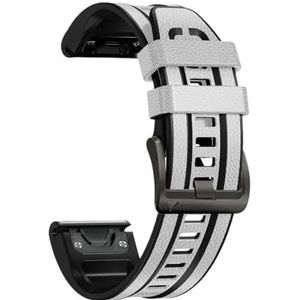 22mm 26mm QuickFit Armband Strap fit for Garmin Fenix ​​6X 6 Pro 7X 7 5 5X Plus 935 945 965 Mk2i Mk2 Lederen Siliconen Smart Horlogeband (Color : WHITE, Size : Forerunner 935 945)