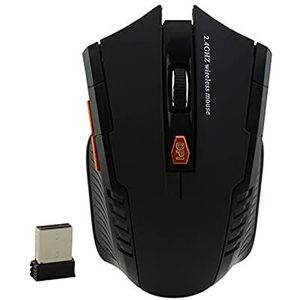 draadloze optische muis, 1600 dpi 6-toets USB-ontvanger, geschikt voor thuis- en kantoorlaptops (zwart)