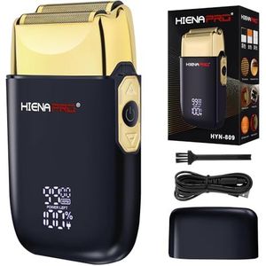 HIENA PRO Folie scheerapparaat voor mannen kapper, dubbele elektrische folietrimmer, professioneel elektrisch scheerapparaat, dicht scheerapparaat, draadloos oplaadbaar met USB, afneembaar ontwerp,