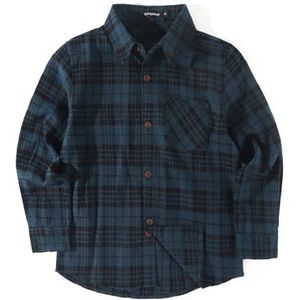 Spring&Gege Casual geruit flanellen overhemd met lange mouwen voor jongens voor kinderen (5-14 jaar)