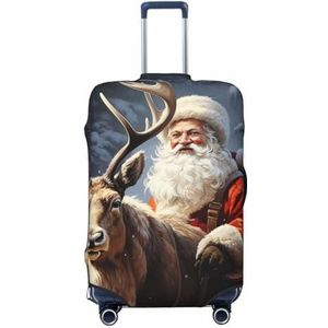 NONHAI Reisbagage Cover Protector Kerstman en herten elanden koffer cover wasbare elastische koffer beschermer anti-kras koffer cover past 45-70 cm bagage, Zwart, XL