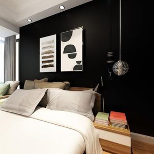 Livelynine 40 CMx5 M Sticky Back Plastic Zwart Contact Papier Zelfklevende Vinyl Wrap Keuken Behang voor Slaapkamer Badkamer Koelkast Deuren Stickers Teller Keuken Werkblad Bedekking Verwijderbare
