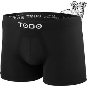 TODO 37% Merino boxershorts heren - kriebelt niet. Elastisch sportondergoed merinowol. Ademende Merino onderbroeken heren (maat S-3XL), 1 x zwart., L-XL