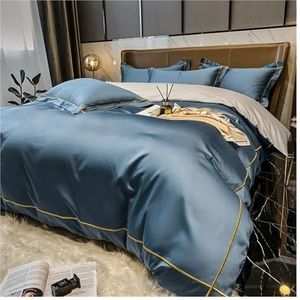 Egyptisch katoenen beddengoedsets Queen King Size Borduurwerk Dekbedovertrek Laken Beddengoed Stijl Huistextiel,beddengoed(King)