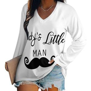 Daddy's Little Man Beard Vrouwen Casual Lange Mouw T-shirts V-hals Gedrukt Grafische Blouses Tee Tops 2XL