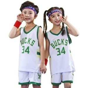 ENIXWH Mouwloos basketbalshirt voor kinderen, kleding, mesh, vest, uniform, bovendeel en shorts, jongens, kinderen, zomerkleding, set 1-15 jaar, wit, L (135-145CM )