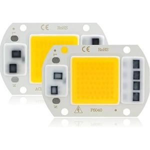 Geïntegreerde LED-chip, 10W/20W/30W/50W LED COB-chip 110V/220V schijnwerper, doe-het-zelfverlichting, 5 stuks, koel/warm wit(220v Warm White,10W 2pc)