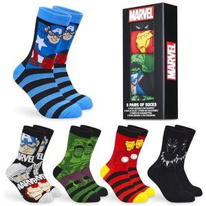 Marvel Heren sokken zacht ademend Avengers 5 Pack kuitlengte crew geschenken voor mannen (Blauw/Veelkleurig, 39-44 EU)
