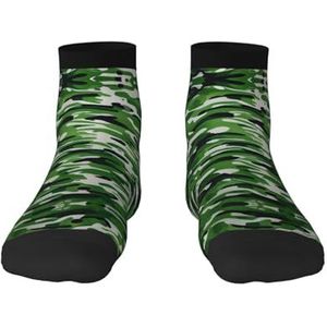 Groene camouflageprint veelzijdige sportsokken voor casual en sportkleding, geweldige pasvorm voor voetmaten 36-45, Groene Camo, Eén Maat