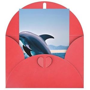 Jumping Up Dolfijnen Wenskaarten Leuke Bruiloft Kaart Denken Aan Je Kaarten Dank U Kaarten Blanco Kaarten Met Enveloppen, 10,10 X 15,5 cm