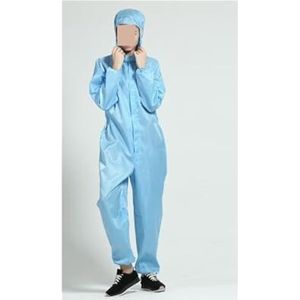 Antistatische Eliminator, Mannen Vrouwen Antistatische Capuchon Stofdichte Overalls Cleanroomkleding Fabrieksschoonmaak Voedsel Verfwerk Beschermende kleding(Blue,Medium)