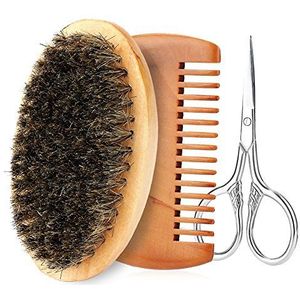 Mannen Baard Care Kit Baard Verzorging Kit Baard Borstel, Baard Kam en Professionele Snor Schaar Gift Set Schoonmaak Grooming Tool (#3)