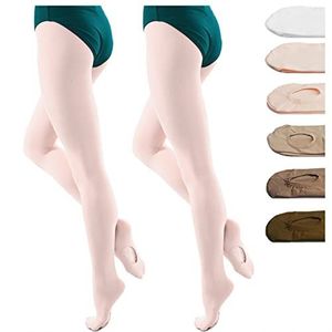 DANCEYOU 2 Paar Ballet Maillot Dans Kousen Balletpanty Danslegging voor Meisjes, Kinderen en Vrouwen Omkeerbare roze S
