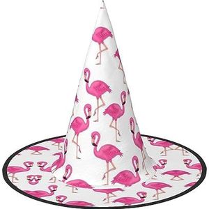 TyEdee Halloween heksenhoed, carnaval griezelige pet, tovenaar magische feestpet voor een Halloween-avontuur-roze flamingo
