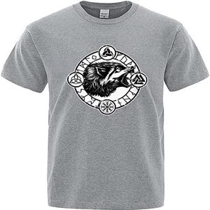 Noorse Mythologie Fenrir Wolf Heren korte mouw, 3D printen casual mode kleurrijke T-shirts, Geweldige oversized top voor vaderdagcadeaus.
