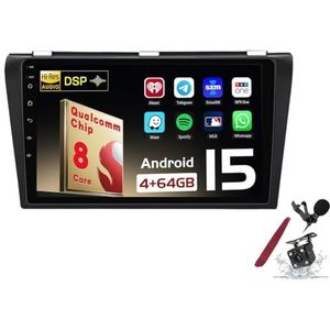 Android 15 Autoradio Sat Navi voor M-azda 3(2003-2009) 9 Inch Touchscreen Multimedia Speler met Draadloze Carplay GPS Navigatie FM RDS Bluetooth 5G-WiFi SWC DSP,M120s