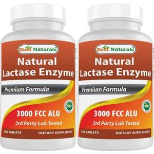 Best Naturals, Snelwerkend lactase-enzym, 3000 FCC ALU, 180 tabletten (180 stuks (Pack van 2))