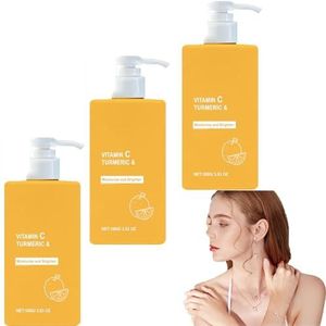 Kurkuma & Vitamine C Crème Gezichts- en Lichaamslotion, Anti-Aging Huidverstevigende & Verhelderende Crème voor het Verwijderen van Donkere Vlekken, Kurkuma Lichaamsbevochtiger voor Droge Huid (3pcs)