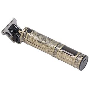 Elektrische Tondeuse, Draagbaar, Eenvoudig Te Reinigen LCD-scherm Alle Metalen Tondeuse Antislip met 3 Kammen voor op Reis (Drakenkop LCD Goud)