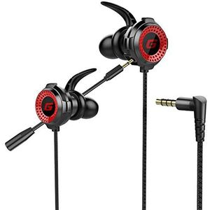 Bedrade Gaming Oortelefoon voor Telefoons PC, 3,5 mm Hoge Gevoeligheid Microfoon Volume Control Geluidsisolerende E-Sport Oordopjes, In-Ear Gaming Oortelefoon Oordopjes voor Game (Zwart)
