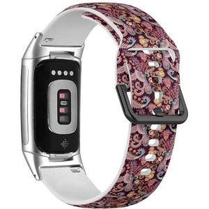 RYANUKA Zachte sportband compatibel met Fitbit Charge 5 / Fitbit Charge 6 (sierlijke Paisley Small) siliconen armband accessoire, Siliconen, Geen edelsteen