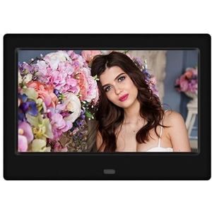 7 Inch LED Digitale Fotolijst Stereo Audio-uitgang HD Elektronische Frame Album Wekker MP3 MP4 Filmspeler 800x480 Met Afstandsbediening Eenvoudig Delen Momenten(Black)