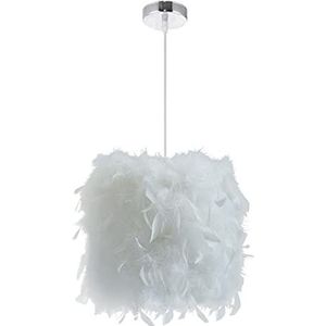 Witte veren kroonluchter lampenkap | hanglamp lampenkap - Moderne veren hanglamp voor meisjeskamer, kinderkamer, slaapkamer, lichtpunt Aibyks