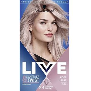 Schwarzkopf LIVE Lightener + Twist Permanente Paarse haarverf, 2-in-1 formule, lichter en kleurt tot 3 niveaus - Cool Lilac 104