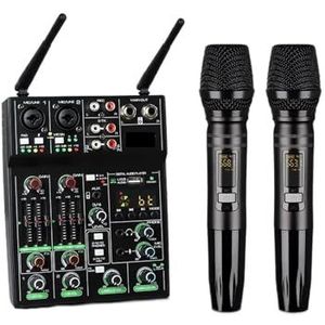 Audio DJ-mixer 4-kanaals USB-mixer Met UHF Draadloze Microfoon For DJ-console, Pc-opname, Thuis-feestkerkstudio Podcast-apparatuur