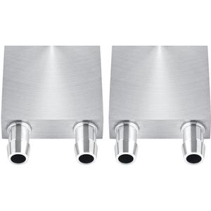 Aluminium waterkoelblok 40 x 40 mm voor vloeibare waterkoeler, zilveren koellichaam voor koellichaam voor CPU-koellichaam (2 stuks)