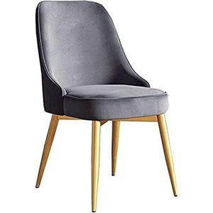 GEIRONV 1 stks fluwelen eetkamerstoel, goud metalen poten vrije tijd koffiestoel slaapkamer stoelen modern design gestoffeerde rugleuning stoel Eetstoelen (Color : Light gray, Size : 50x52x85cm)