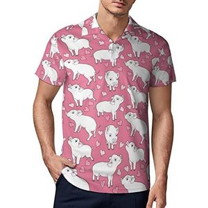 Roze Mini Pigs Heren Golf Polo-Shirt Zomer Korte Mouw T-Shirt Casual Sneldrogende Tees XL