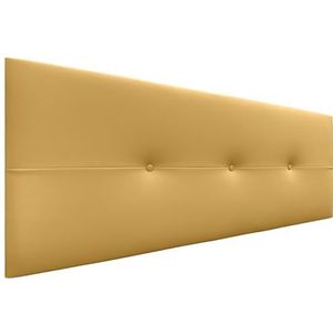 DHOME Aqualine Pro Hoofdbord van kunstleer of stof, voor hoofdeinde, gevoerd hoofdeinde, luxe bed, kunstleer, mosterd, 150 cm, bedden 150/160