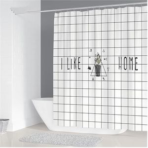 GSJNHY Douchegordijn eenvoudige geometrische kroonluchter afdrukken badkamer douchegordijn polyester waterdicht woondecoratie gordijn met 12 haken (kleur: 12, maat: B 180 x H220 cm)