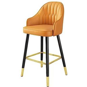 Barkrukken Keukenkrukken Keuken Barstoelen Barkrukken Gestoffeerde Lederen Barkrukken Met Rugleuning En Voetensteun Barstoelen Hoge Krukken(Orange,55cm)